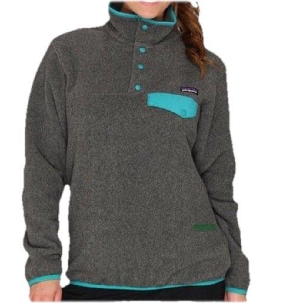 Patagonia Synchilla Snap T Fleece Pullover Women S Grey Teal Quarter Snap Jacket